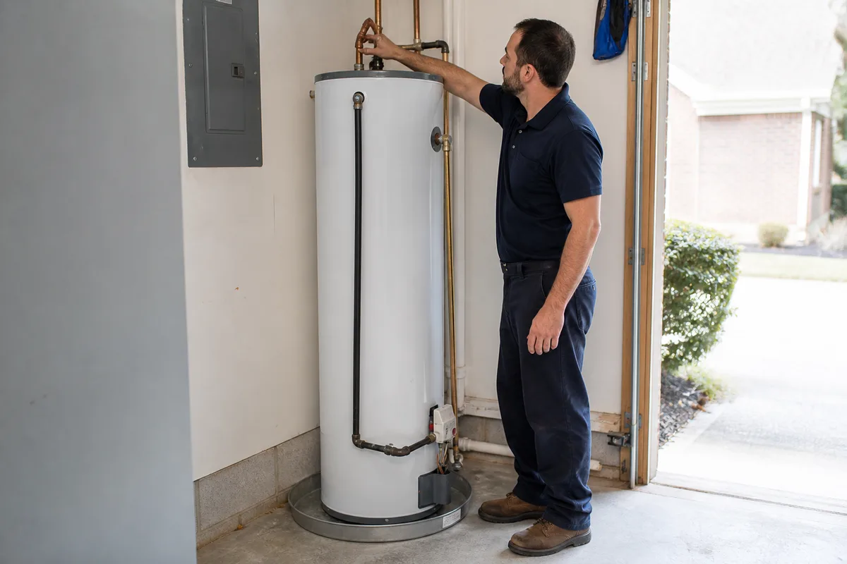 Water heater service in a Lawrenceville home